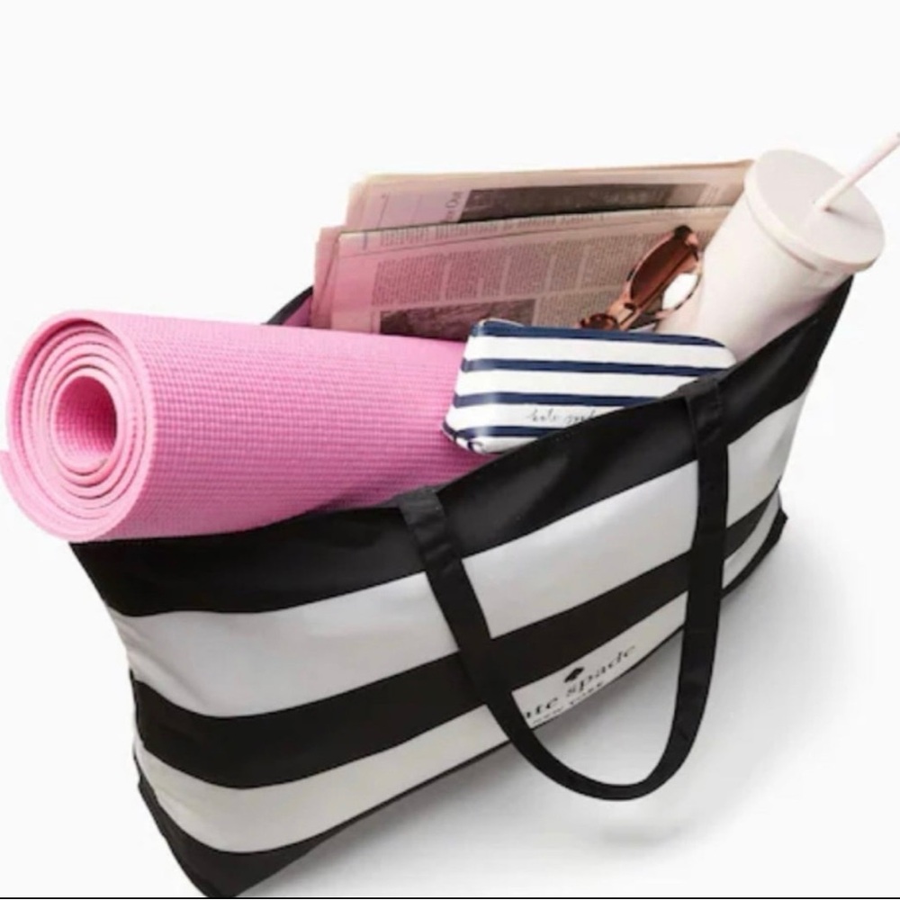 Kate Spade Large Black & White Striped Reusable Tote Bag